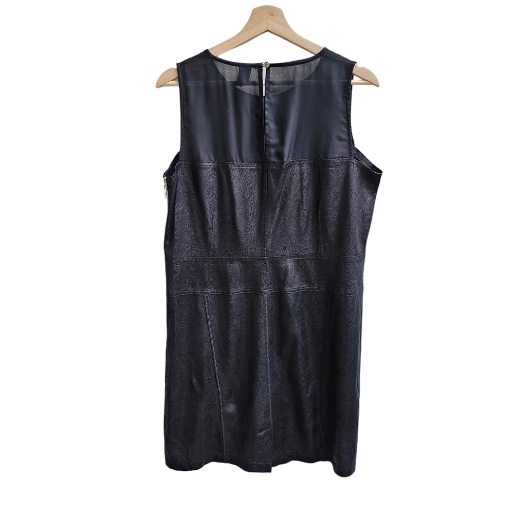 Ravel Black Faux Leather Dress with Sheer Neckline, Size Medium - Picture 2 of 12